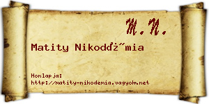 Matity Nikodémia névjegykártya